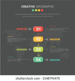 Abstract infographics number options template with steps, with 4 label. Can be used for workflow layout, diagram, business step options, banner, web design. Vector eps 10.