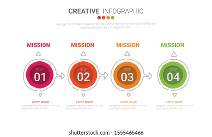 Abstract infographics number options template with steps, with 4 label. Can be used for workflow layout, diagram, business step options, banner, web design. Vector eps 10.