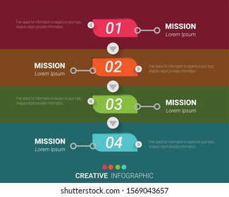 Abstract infographics number options template with steps, with 4 label. Can be used for workflow layout, diagram, business step options, banner, web design. Vector eps 10.