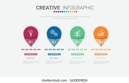 Abstract infographics number options template with 4 label. Can be used for workflow layout, diagram, business step options, banner, web design. Vector eps 10.