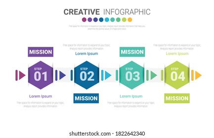 Abstract infographics number options template with steps, with 4 label. Can be used for workflow layout, diagram, business step options, banner, web design. Vector eps 10.