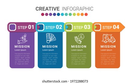 Abstract infographics number options template with steps, with 4 label. Can be used for workflow layout, diagram, business step options, banner, web design. Vector eps 10.