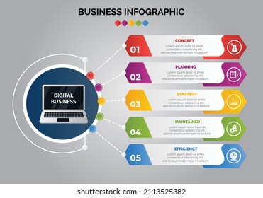 Abstract infographics number options template with computer. Vector illustration. Can be used for workflow layout, diagram, business step options, banner, web design.