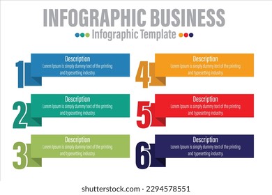 Abstract infographics number options template. Vector illustration. Can be used for workflow layout, diagram or banners with 6 options