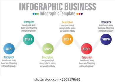 Abstract infographics number options template with Six 6 steps, with Six 6 label. Can be used for workflow layout, diagram, business step options, banner, web design.