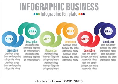 Resumen de la plantilla de opciones de número de infografías con seis pasos, con etiqueta de seis. Se puede utilizar para diseño de flujo de trabajo, diagrama, opciones de pasos empresariales, banner, diseño web.