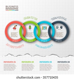Abstract infographics number options template. Vector illustration. Can be used for workflow layout, diagram, business step options, banner, web design. Torn paper.