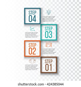 Abstract infographics number options template. Vector illustration. Can be used for workflow layout, diagram, business step options, banner, web design. Transparent background.