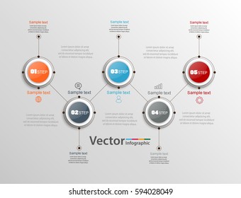 Abstract infographics number options template with five steps. Can be used for workflow layout, diagram, business step options, banner, web design. Vector eps 10