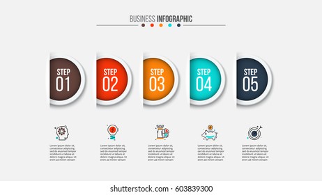 Abstract infographics number options template. Vector illustration. Can be used for workflow layout, diagram, business step options, banner, web design. Stroke icons.