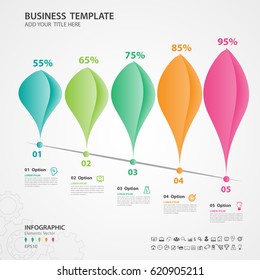 Abstract infographics number options template, Vector illustration, 5 step Leaves 3d icon, presentation, diagram, advertisment, chart, business flyer, banner design, web, timeline
