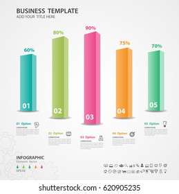 Abstract infographics number options template, Vector illustration, 5 step Rectangular 3d icon, presentation, diagram, advertisment, chart, business flyer, banner design, web, timeline