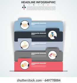 Abstract infographics number options template. Vector illustration. Can be used for workflow layout, diagram, business step options, banner, web design