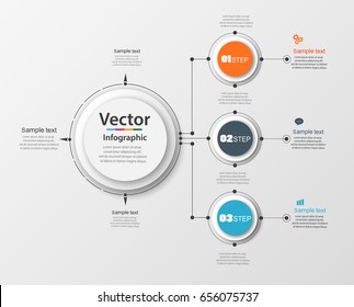 Abstract  infographics number options template with 3 steps. Can be used for workflow layout, diagram, business step options, banner, web design. Vector eps 10