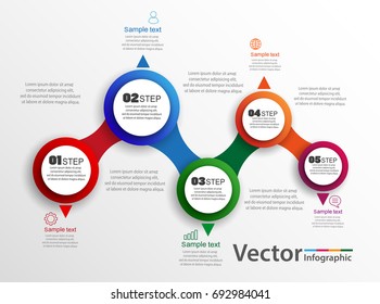 Abstract infographics number options template with five steps. Can be used for workflow layout, diagram, business step options, banner, web design. Vector eps 10
