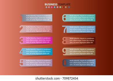 Abstract infographics number options template. Vector illustration. Can be used for workflow layout, diagram, business step options, banner, web design. Orange background.