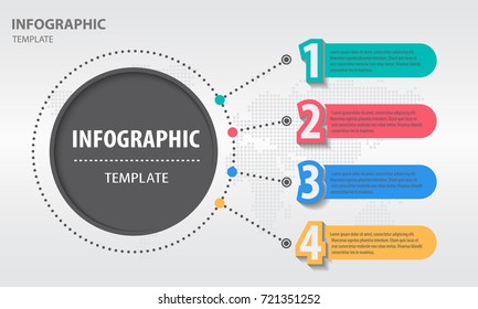 Abstract infographics number options template, 4 options.