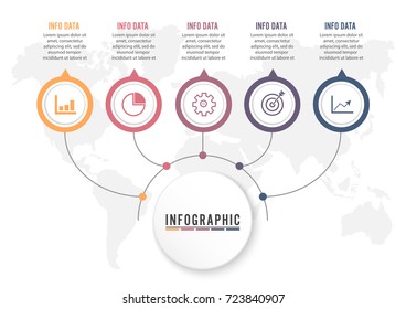 Abstract infographics number options template. Vector illustration. Can be used for workflow layout, diagram, business step options, banner, web design. Stroke icons.