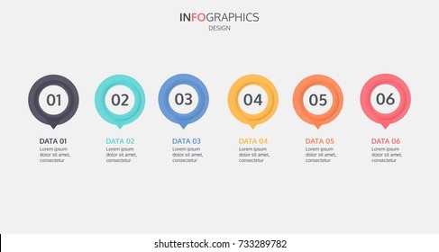 Abstract infographics number options template. Timeline with 6 steps, design infographic element. Vector EPS10 illustration.