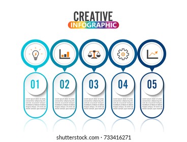 Abstract infographics number options template. Vector illustration. Can be used for workflow layout, diagram, business step options, banner, web design. Stroke icons.