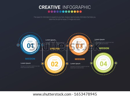 Abstract infographics number options template with steps, with 4 label. Can be used for workflow layout, diagram, business step options, banner, web design. Vector eps 10.