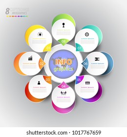 Abstract infographics number template with icon and 8 option or step,Business concept, Blank space for content, business, infographic, diagram, process ,template, timeline, book cover, flowchart, info