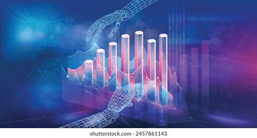 Abstract infographics on the topic of analysis and planning strategies in the stock market.