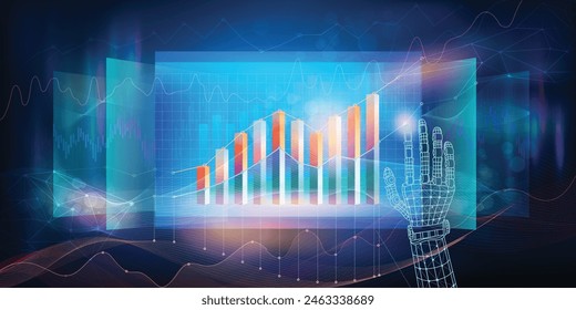 Abstract infographics on the topic of the development of financial indicators and investments