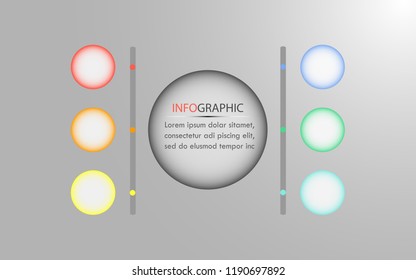 Abstract infographics options template. Vector illustration.six topic. Can be used for workflow layout, diagram, business step options, banner, web design.
