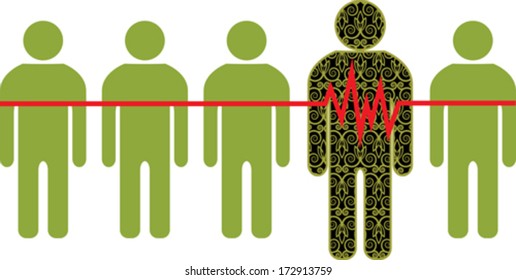 abstract infographics with people and cardiogram