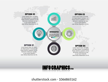 Abstract infographics presentation.whit 4 options template. Vector illustration. Can be used for workflow layout, diagram, business step options, banner, web design.eps.10