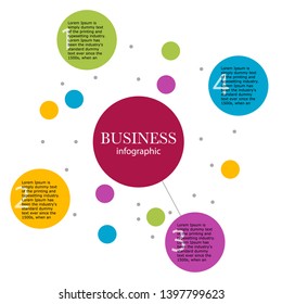 Abstract infographics round 4 step. Business illustration template line and circle. Color circle diagram.