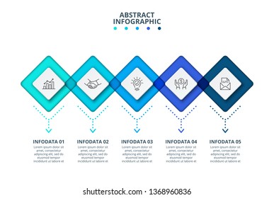 Abstract infographics template with 5 steps. Vector illustration. Can be used for workflow layout, diagram, business options, banner or web design.