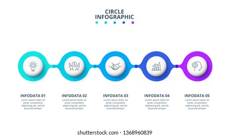 Abstract infographics template with 5 steps. Vector illustration. Can be used for workflow layout, diagram, business options, banner or web design.