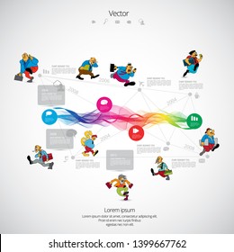 Abstract infographics template with cartoon character. Vector illustration