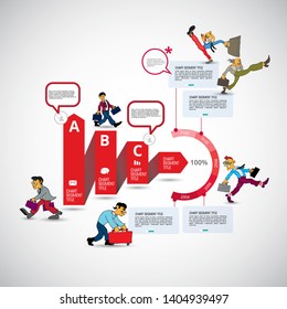 Abstract infographics template with cartoon character. Vector illustration