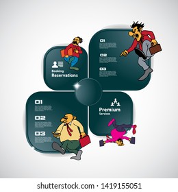 Abstract infographics template with cartoon character. Vector illustration