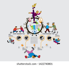 Abstract infographics template with cartoon character. Vector illustration