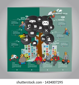 Abstract infographics template with cartoon character. Vector illustration