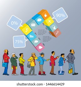 Abstract infographics template with cartoon character. Vector illustration