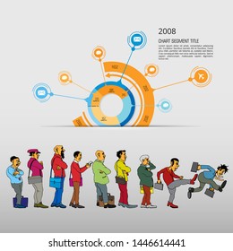Abstract infographics template with cartoon character. Vector illustration