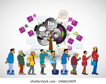 Abstract infographics template with cartoon character. Vector illustration