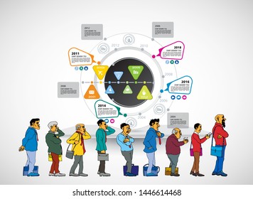 Abstract infographics template with cartoon character. Vector illustration