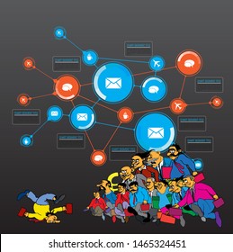 Abstract infographics template with cartoon character. Vector illustration