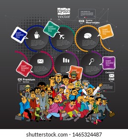 Abstract infographics template with cartoon character. Vector illustration
