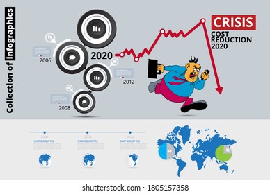 Abstract infographics template with cartoon character. Vector illustration