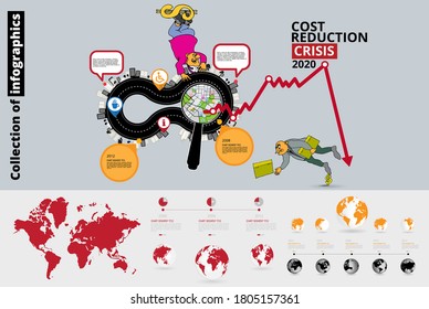 Abstract infographics template with cartoon character. Vector illustration