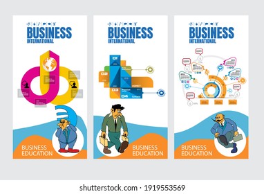 Abstract infographics template with cartoon character. Vector illustration