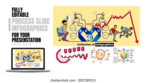 Abstract infographics template with cartoon character. Vector illustration