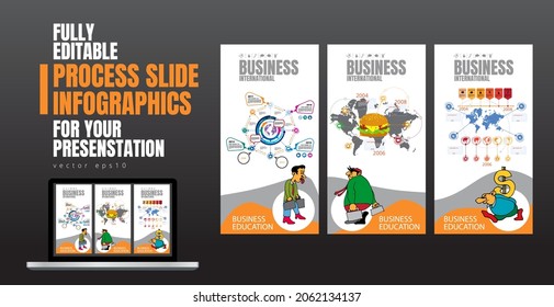 Abstract infographics template with cartoon character. Vector illustration